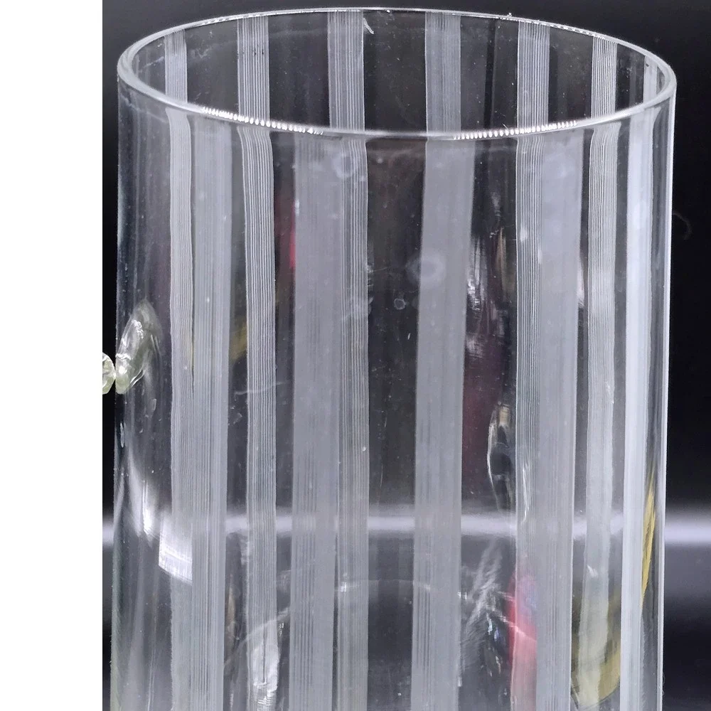 Chill-It‎ Aluminum Ice Tube Glass Pitcher Vtg Gilley Etched Manhatten Stripes